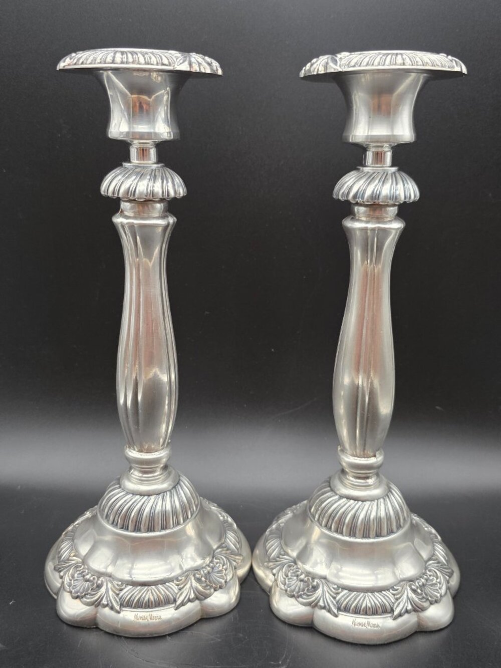 vintage silver plated candlesticks 1940 - 1960s Neiman Marcus italy
